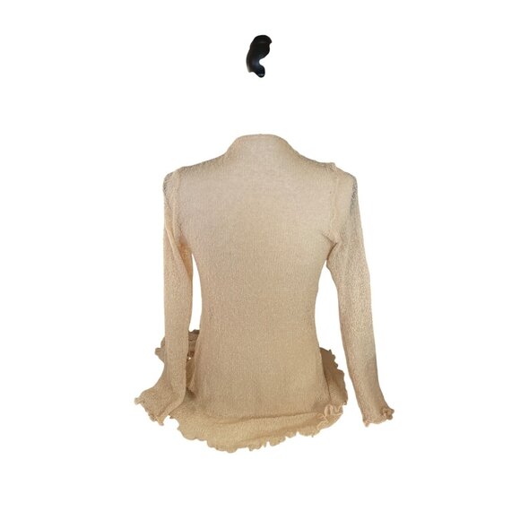 Lost River Wrap Cardigan Womens M Beige Open Front Long-Sleeve Sheer Mesh Boho - Picture 2 of 8